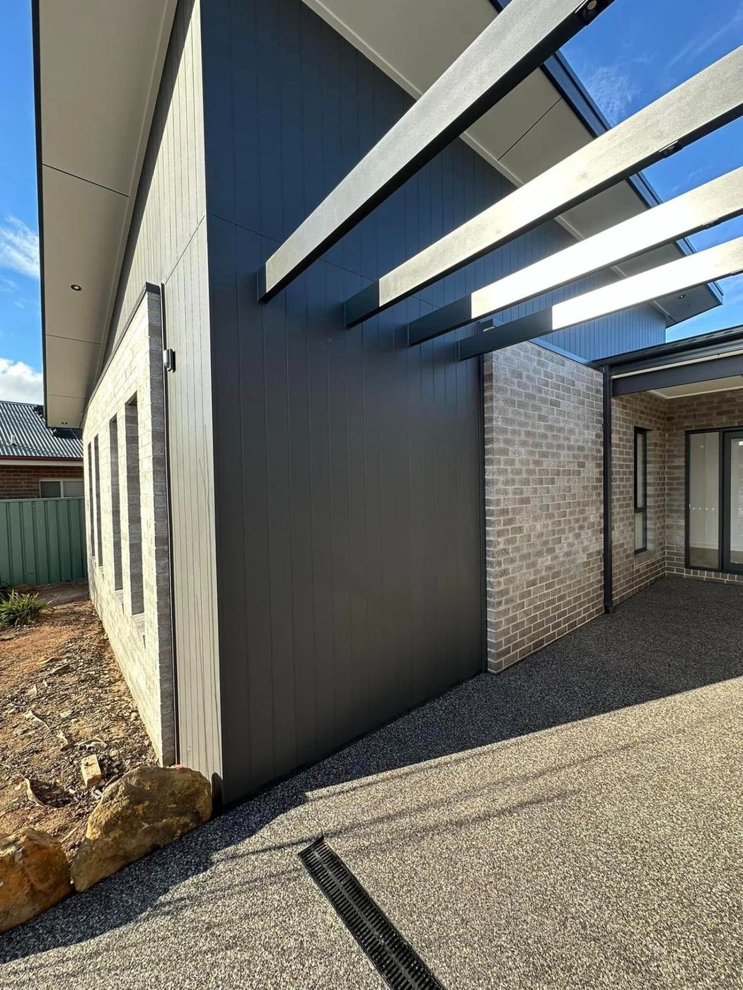 Side elevation and pergola