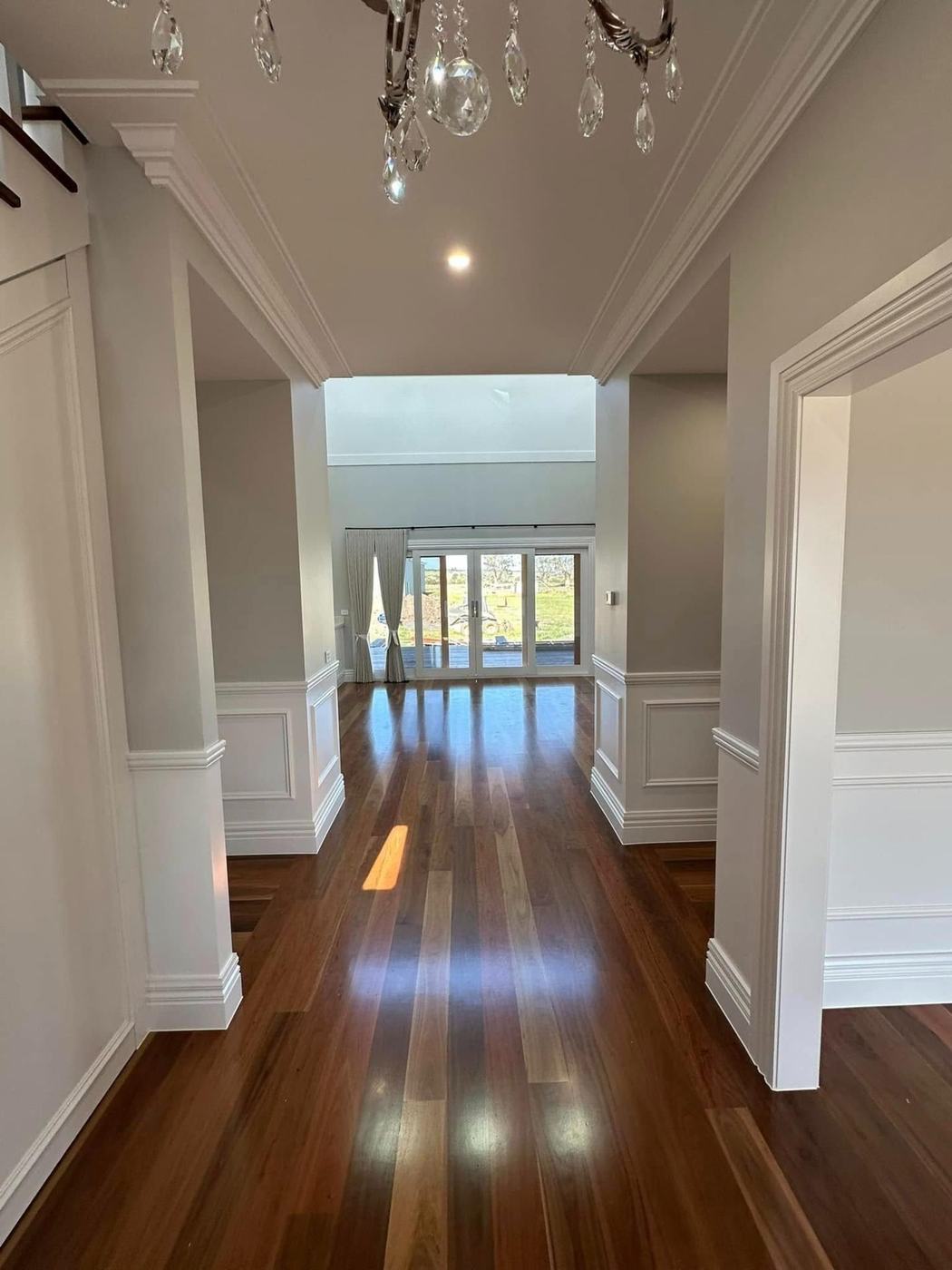 Entry hall and chandelier